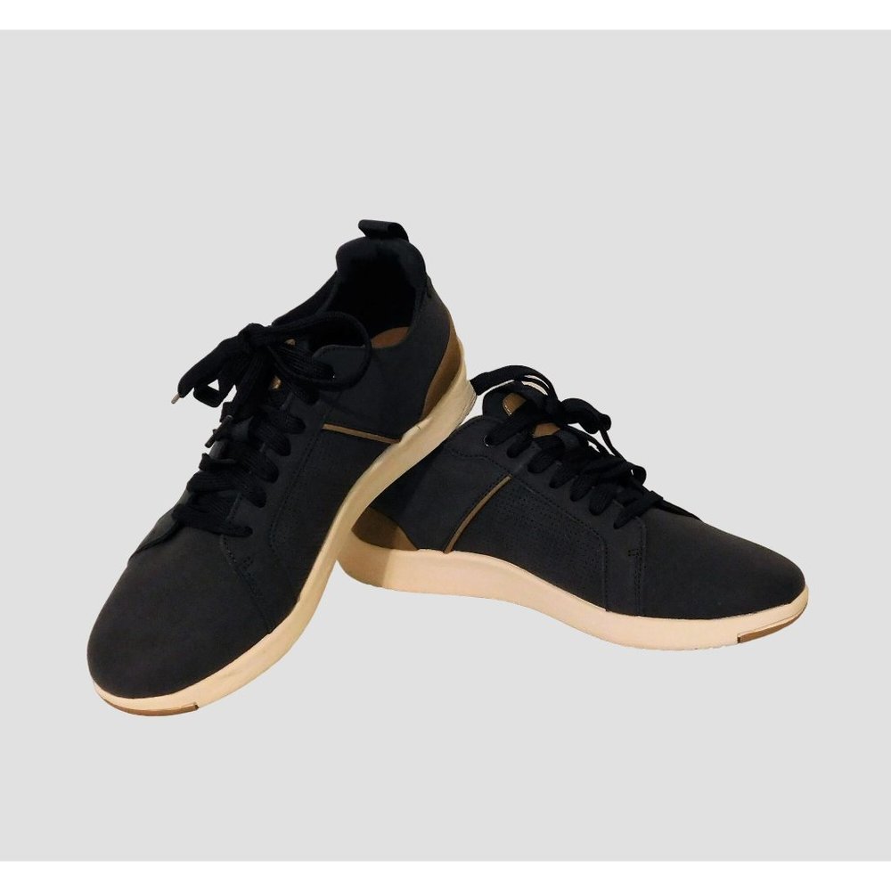 Madden NYC Mens Dress Hybrid Sneaker Shoes 10M Navy Blue Brown Trim Ties